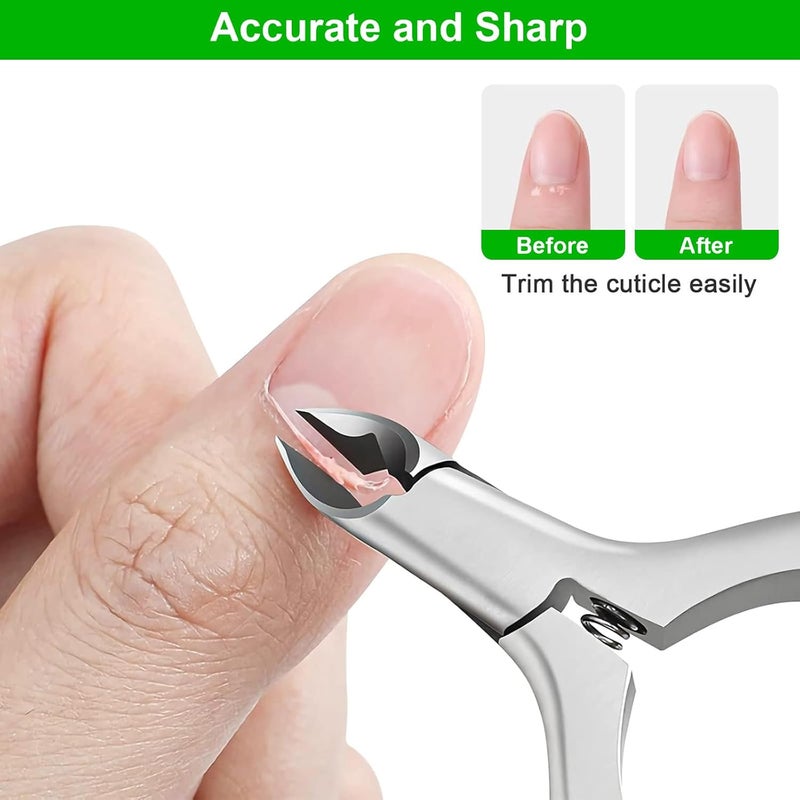 CGBE Cuticle Trimmer, 3/4 Jaw Extremely Sharp Cuticle Nippers, Professional Nail Cuticle Trimmer Tools, Non-Slip Silicone Handle Cuticle Clipper for Nail Care Pedicure Manicure Nail (Green) - Image 3